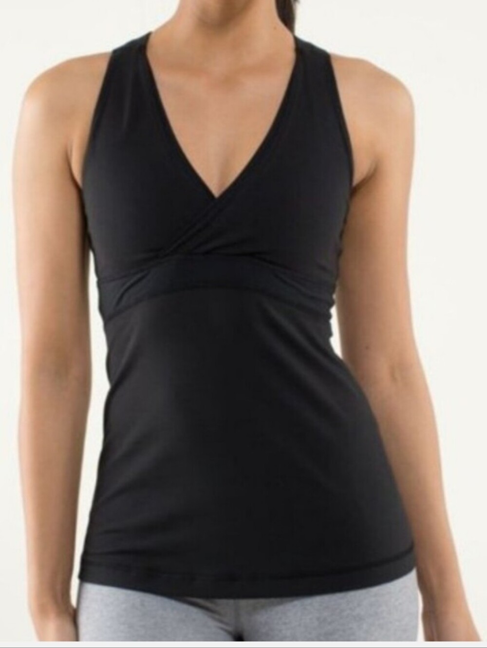 Lululemon Deep V-Neck Athletic Tank Top Black Women's Sleeveless